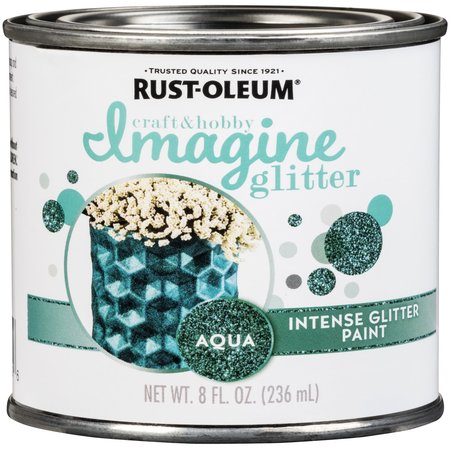 Rust-Oleum Glitter Paint, Glitter Aqua, 8 oz 350118